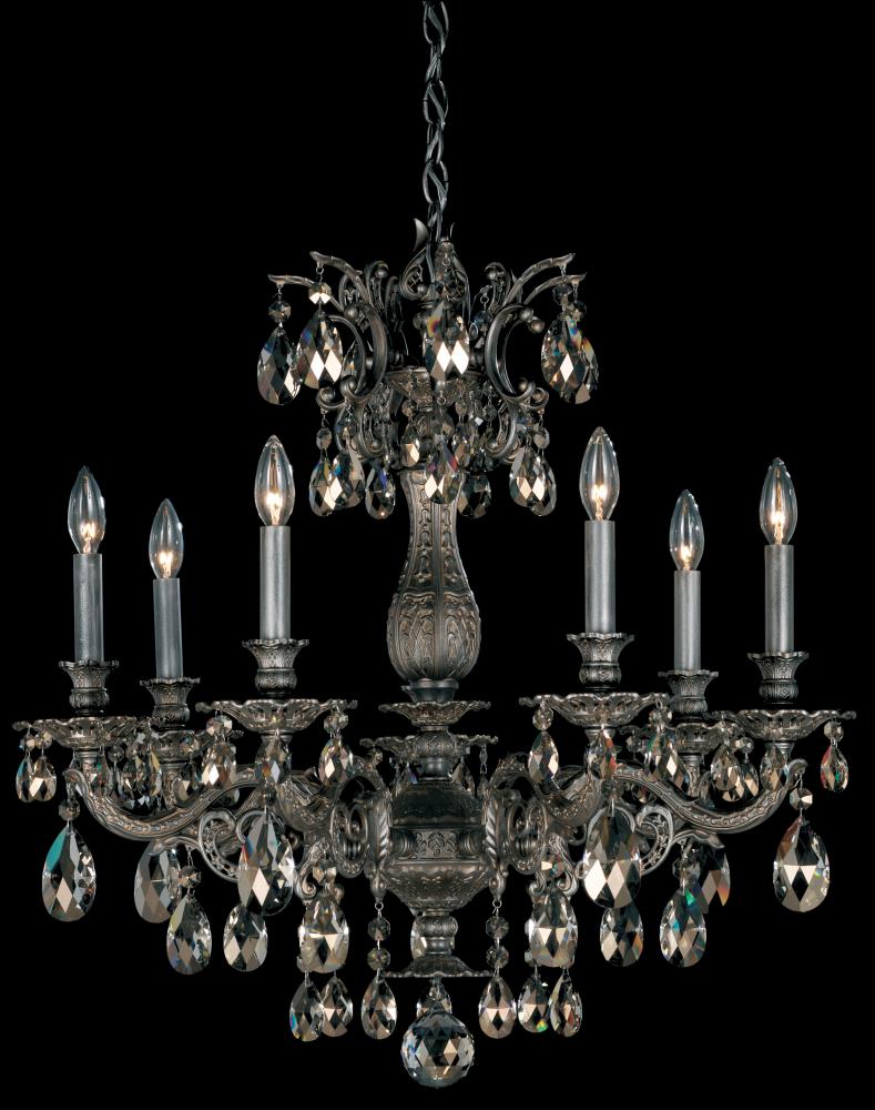 Milano 7 Light 120V Chandelier in Etruscan Gold with Clear Radiance Crystal