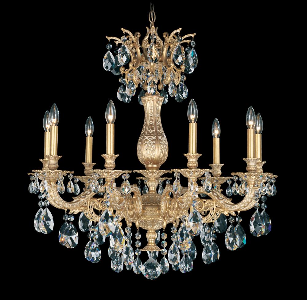 Milano 9 Light 120V Chandelier in French Gold with Clear Heritage Handcut Crystal
