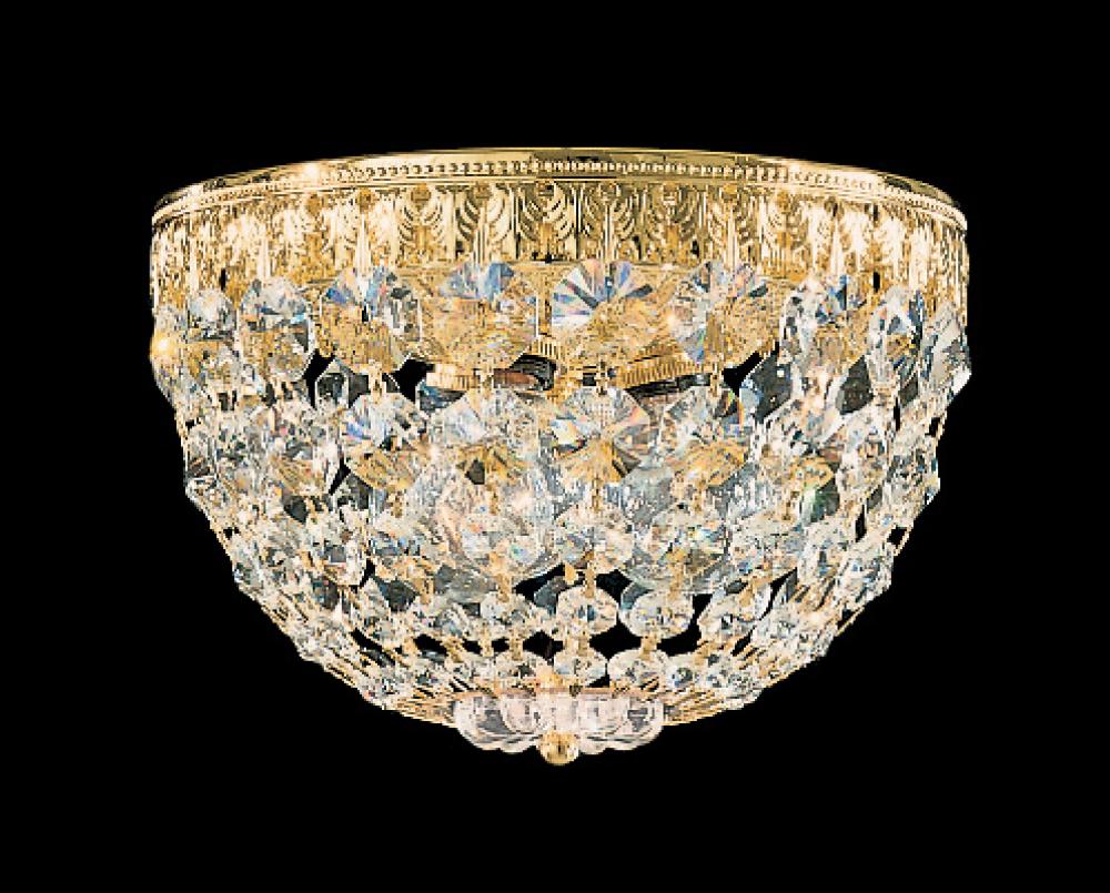 Petit Crystal 3 Light 120V Flush Mount in Heirloom Bronze with Clear Radiance Crystal