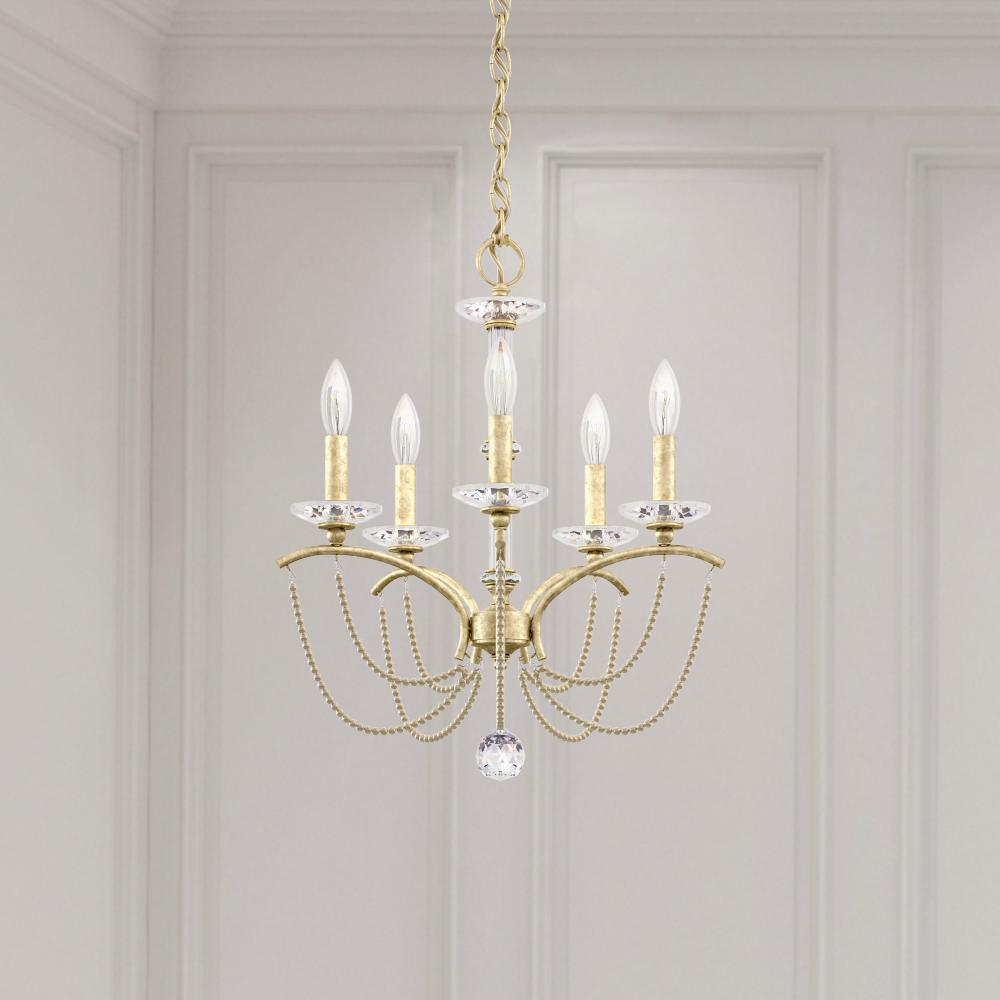 Priscilla 5 Light 120V Chandelier in Antique Silver with White Pearl