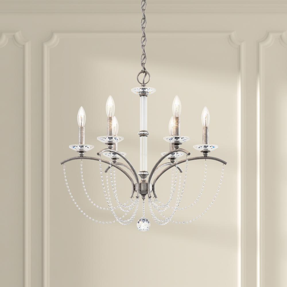 Priscilla 6 Light 120V Chandelier in Antique Silver with White Pearl