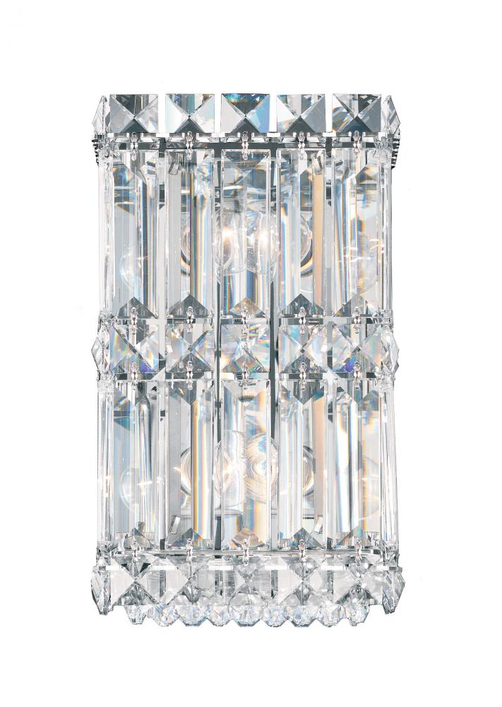 Quantum 2 Light 120V Wall Sconce in Polished Stainless Steel with Clear Radiance Crystal
