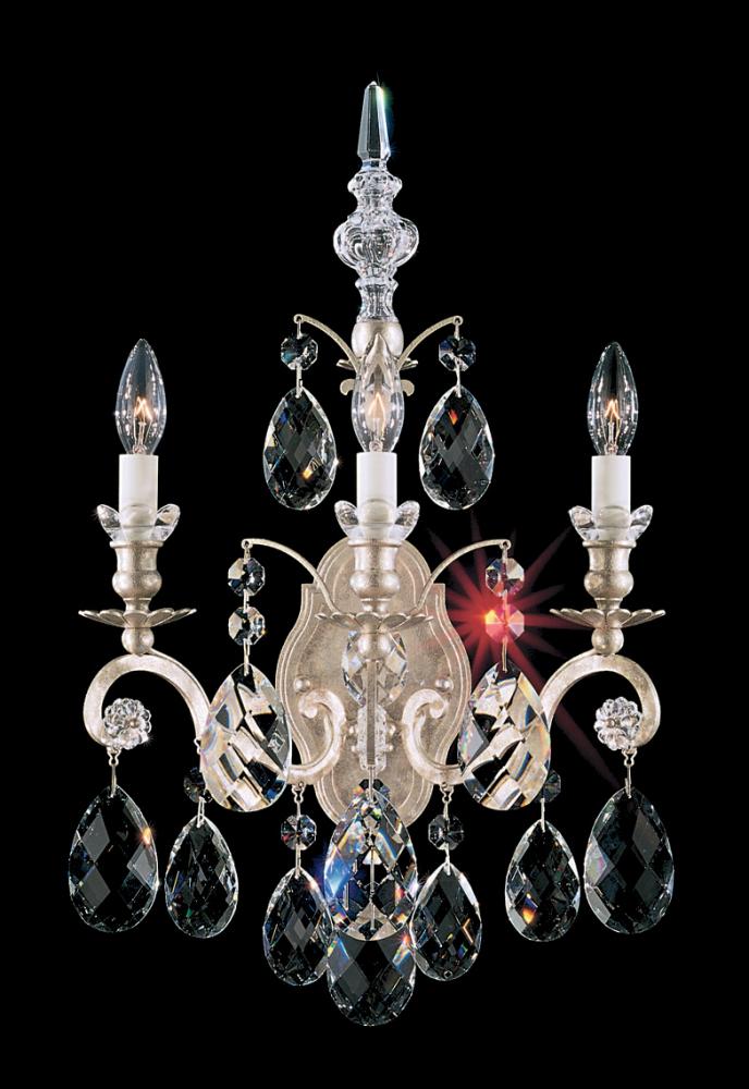 Renaissance 3 Light 120V Wall Sconce in Black with Heritage Handcut Crystal