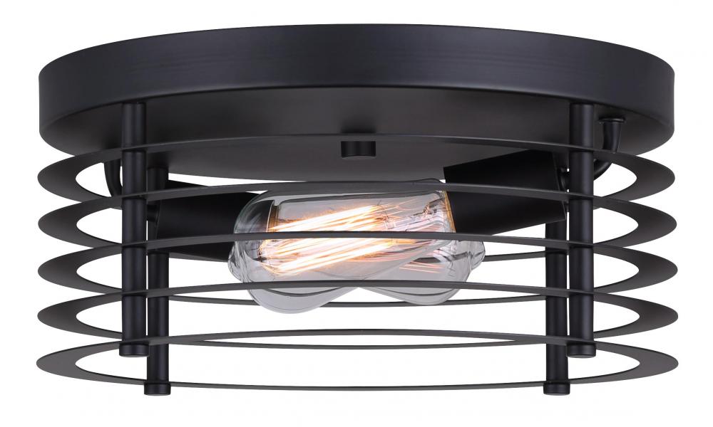 Alder 2 Light Flush Mount, Black Finish