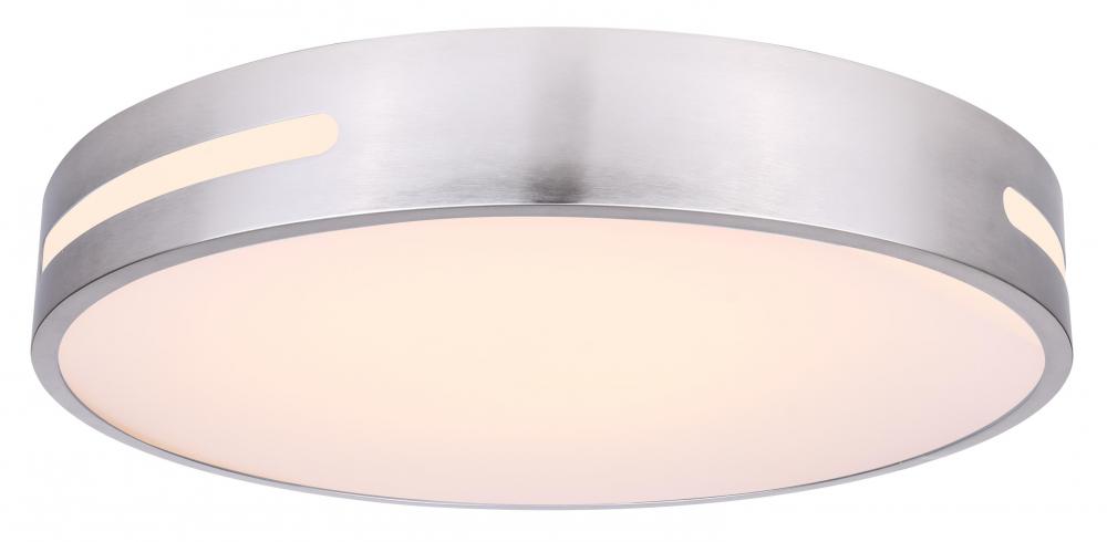 NIVEN 20 in. 1 Light Integrated LED Brushed Nickel Modern Flush Mount with Frosted Acrylic Shade