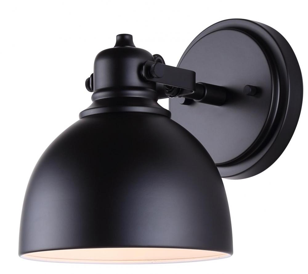 Polo 6.25 in. 1 Light Matte Black Sconce with Black Metal Shade