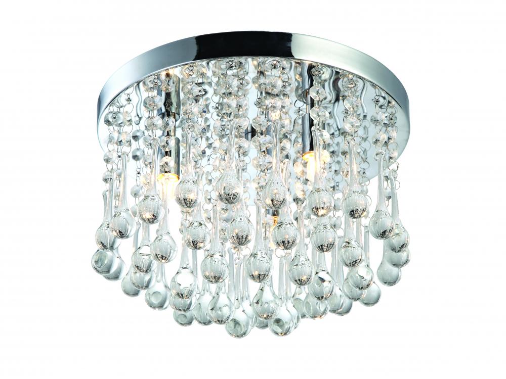 Daya 3 Light Flush Mount, Chrome Finish