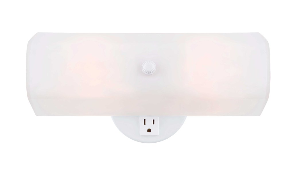 Vanity, IVL2 WH, 2 Light, White Glass, 60W Type A, 12 IN W x 4 .5 IN H x 4 .5 IN D