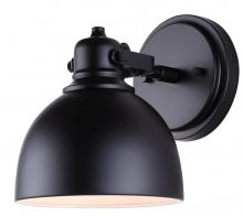 Canarm IVL622A01BK - Polo 6.25 in. 1 Light Matte Black Sconce with Black Metal Shade