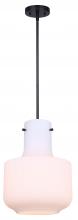 Canarm IPL2027B01BK - Adalie 60-Watt 1 Light Matte Black Minimalist Pendant with White Glass Shade