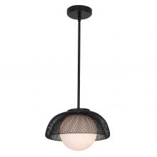 Canarm IPL2028B01BK - Emerich 60-Watt 1 Light Matte Black Modern Pendant with Flat Opal Glass Shade