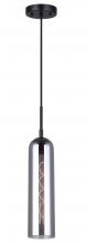 Canarm IPL740B01BK - Eloise 60-Watt 1 Light Matte Black Industrial Pendant with Smoked Glass Shade