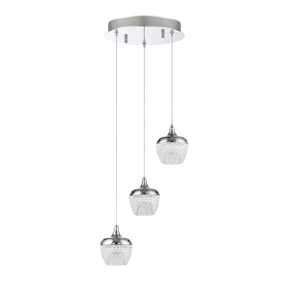 ARIKA series 15 Watt Black Stainless Integrated LED 3-Light Pendant Pan