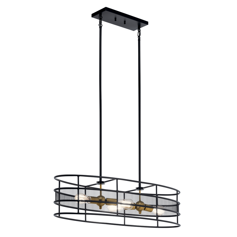 Piston™ 4 Light Oval Chandelier Black