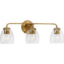 Progress P300490-204 - Quillan Collection Three-Light Soft Gold Transitional Bath & Vanity Light