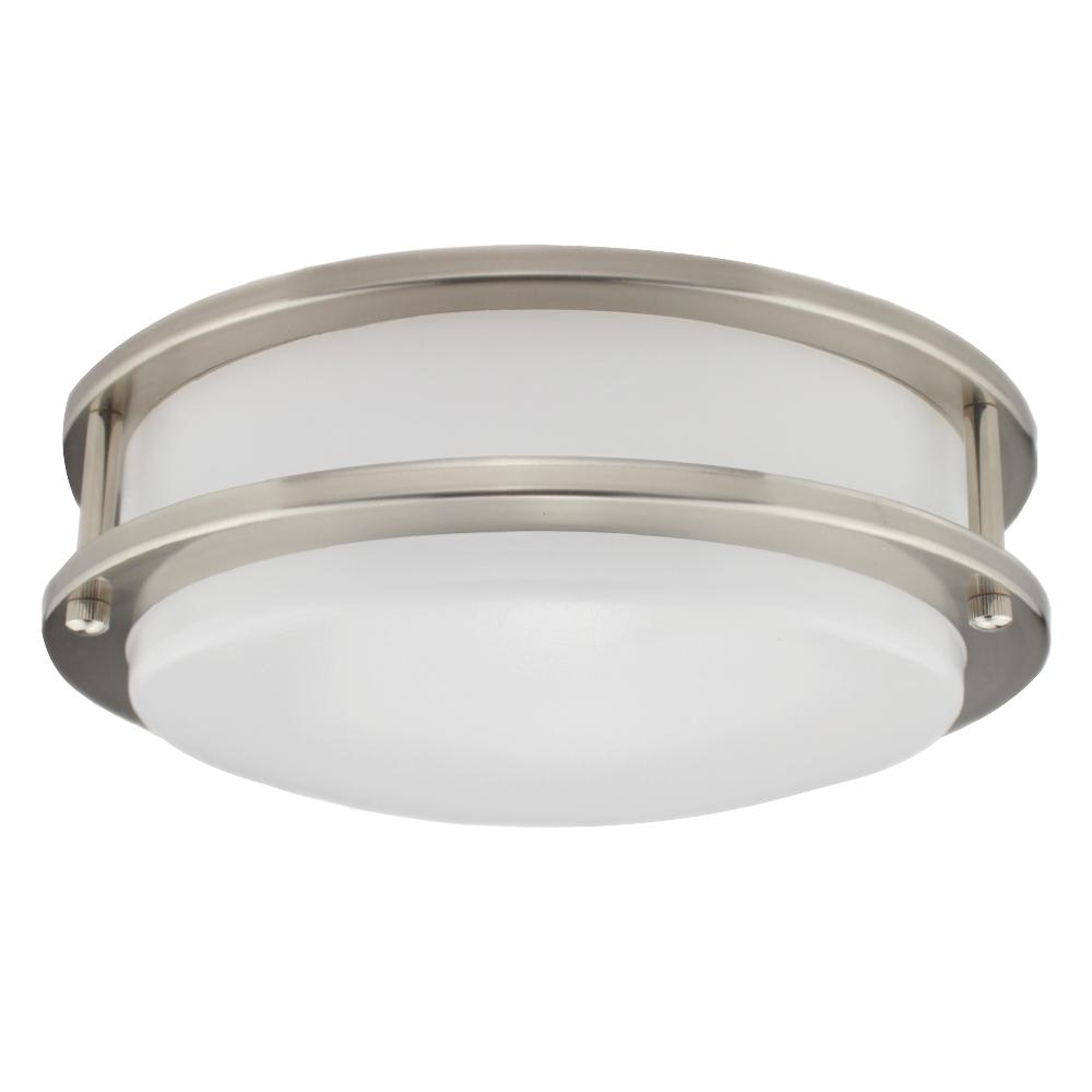 14IN LED Double-ring Ceiling Luminaire 25W 120V 30K Dim Brushed Nickel Frosted Round STANDARD