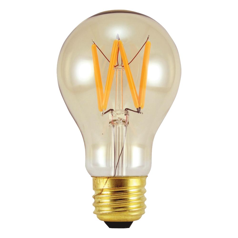 LED Filament Lamp A19 E26 Base 6W 120V 22K Victorian Style Zig-Zag Dim Standard