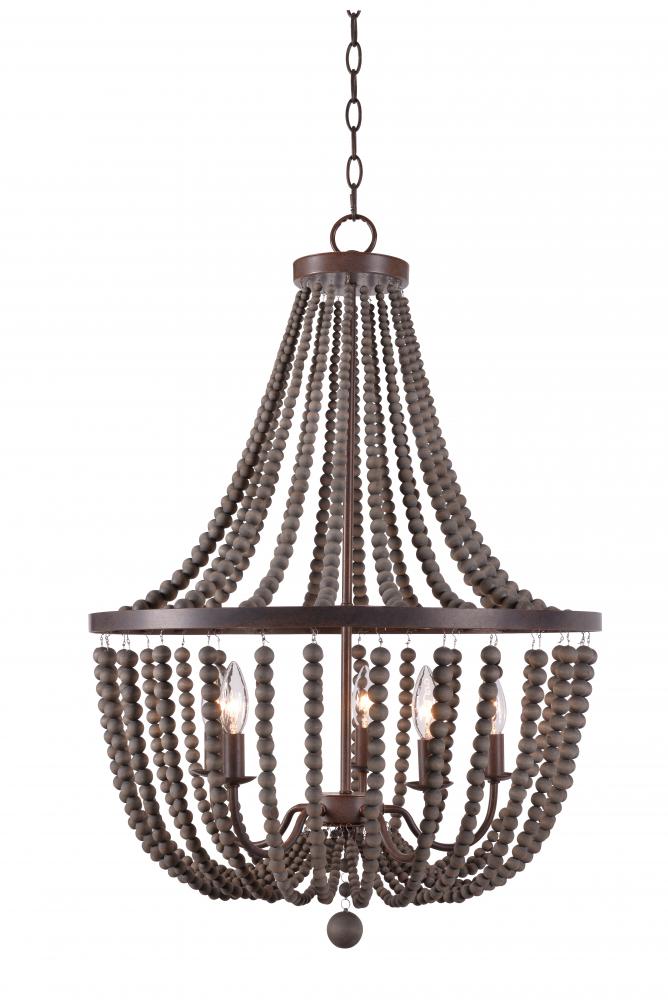 dumas 5 light wood bead chandelier