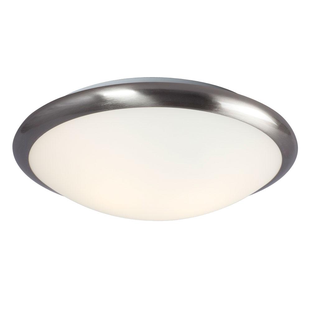 Flush Mount Ceiling Light - in Brushed Nickel finish with Satin White Glass