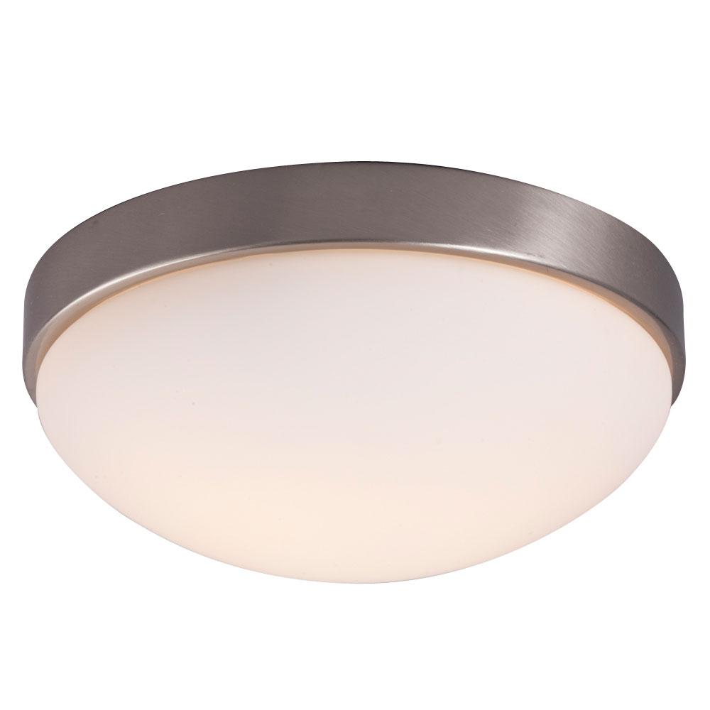 LED Flush Mount Ceiling Light - in Brushed Nickel finish with Satin White Glass