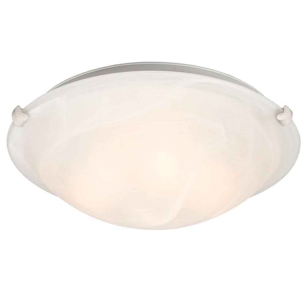 LED Flush Mount Ceiling Light - in White finish with Marbled Glass