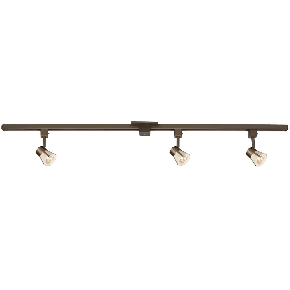 4' Three Light Halogen Track Kit - Bronze w/ White Glass