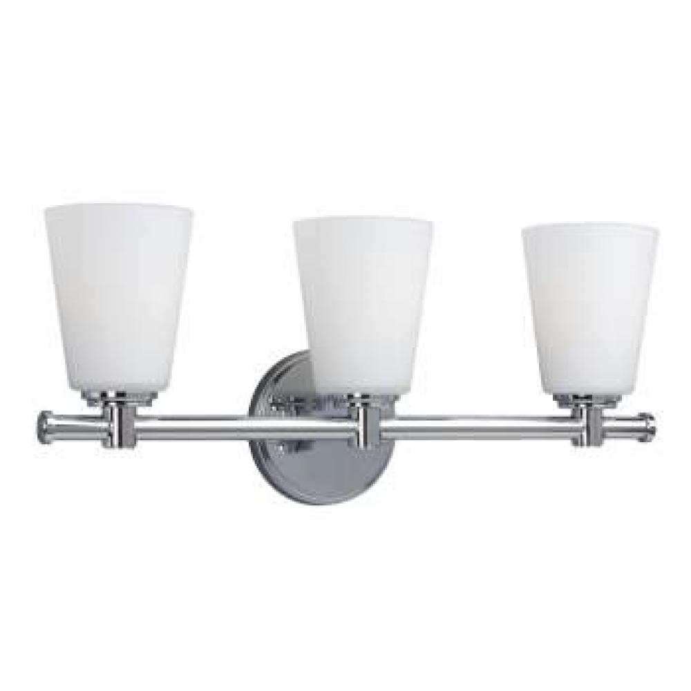 3-Light Vanity Light Fixture with Satin White Glass Shades