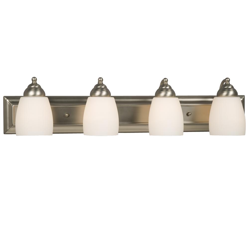 Four Light Vanity - Brushed Nickel w/ Satin White Glass