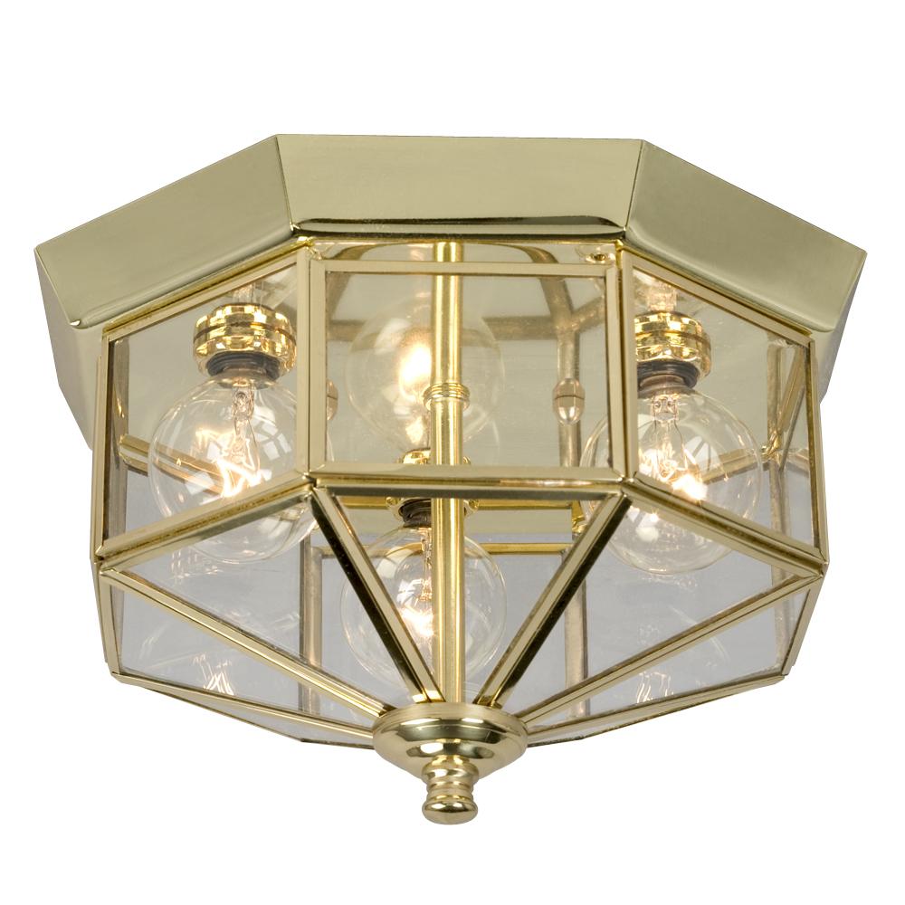 Flush Mount - Polished Brass w/ Clear Glass