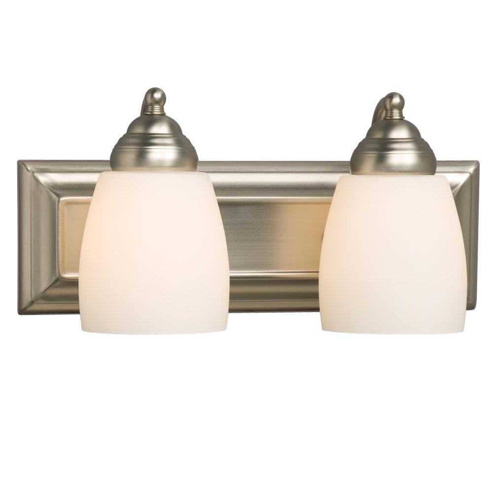 2-Light Bath & Vanity Light - in Brushed Nickel finish with Satin White Glass