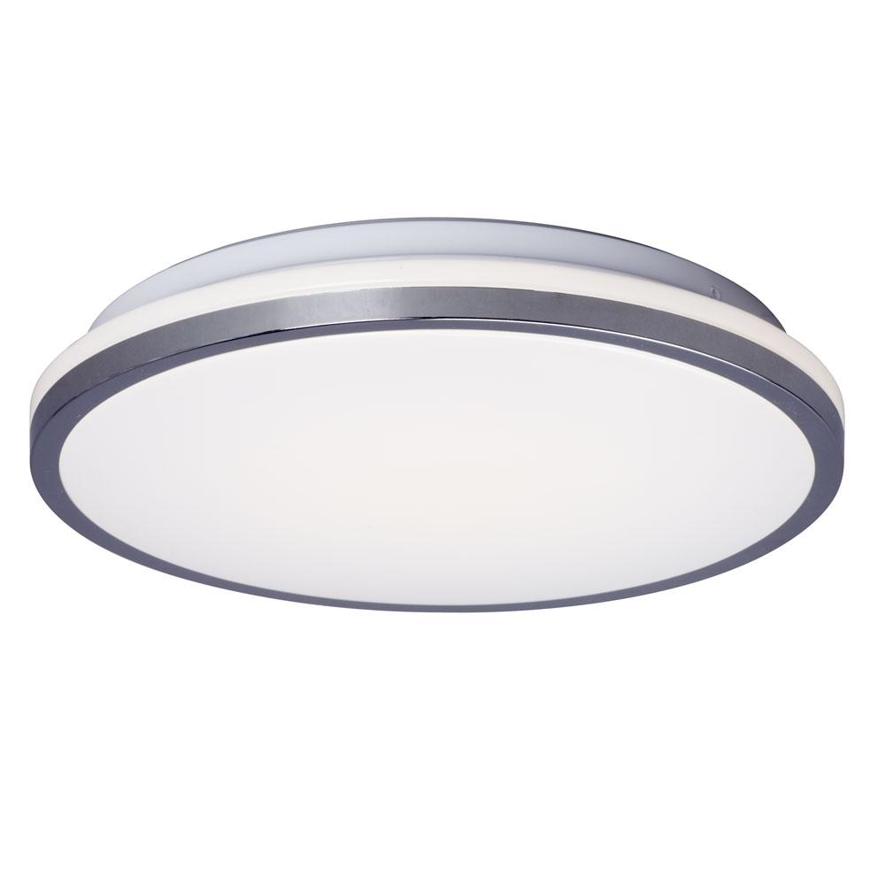 Dimmable 120V AC LED Flush Mount Light Fixture with White Acrylic Diffuser in Polished Chrome Finish