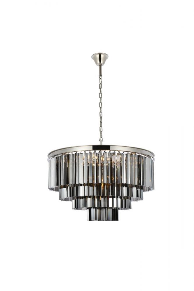 Sydney 17 Light Polished Nickel Chandelier Silver Shade (Grey) Royal Cut Crystal