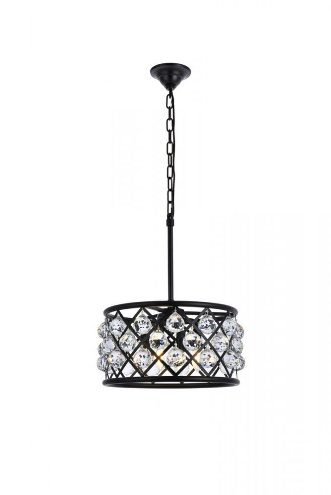 Madison 4 Light Matte Black Pendant Clear Royal Cut Crystal