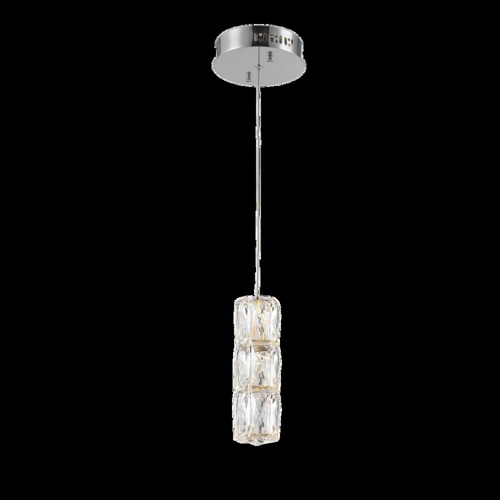 Polaris LED Light Chrome Pendant Clear Elegant Cut Crystal