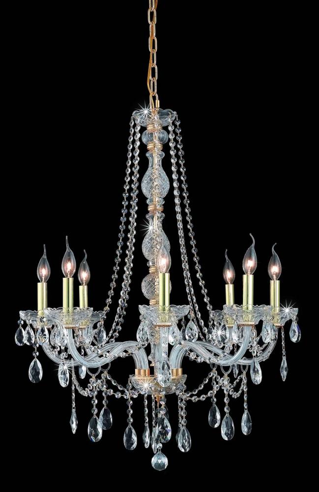 Verona 8 Light Gold Chandelier Clear Royal Cut Crystal