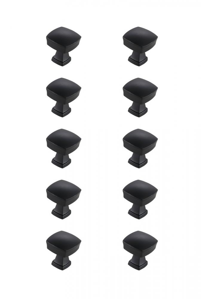 Irvin 1.3" Matte Black Square Knob Multipack (Set of 10)