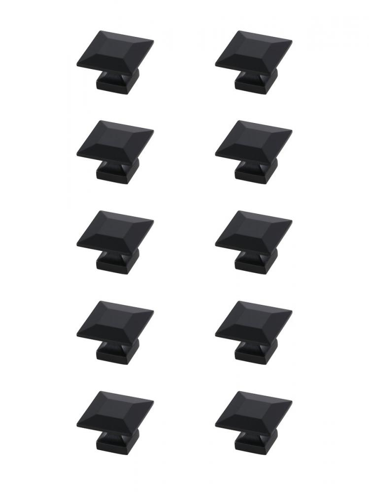 Cecil 1.3" Matte Black Square Knob Multipack (Set of 10)