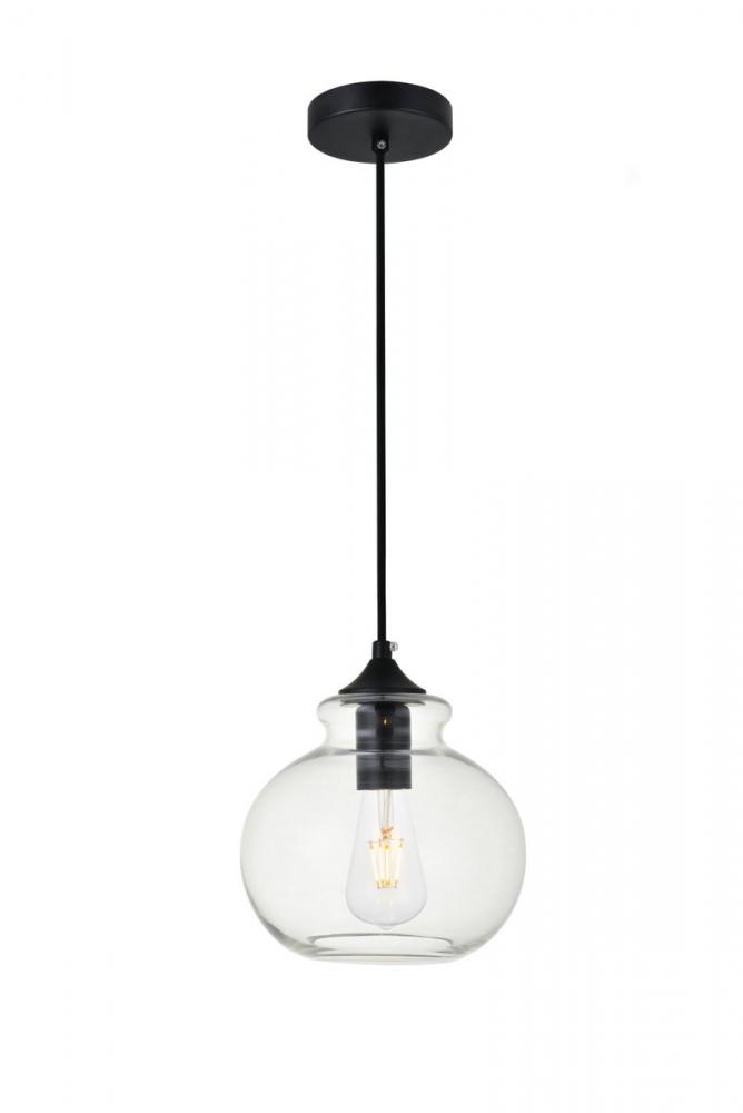 Destry 1 Light Black Pendant with Clear Glass