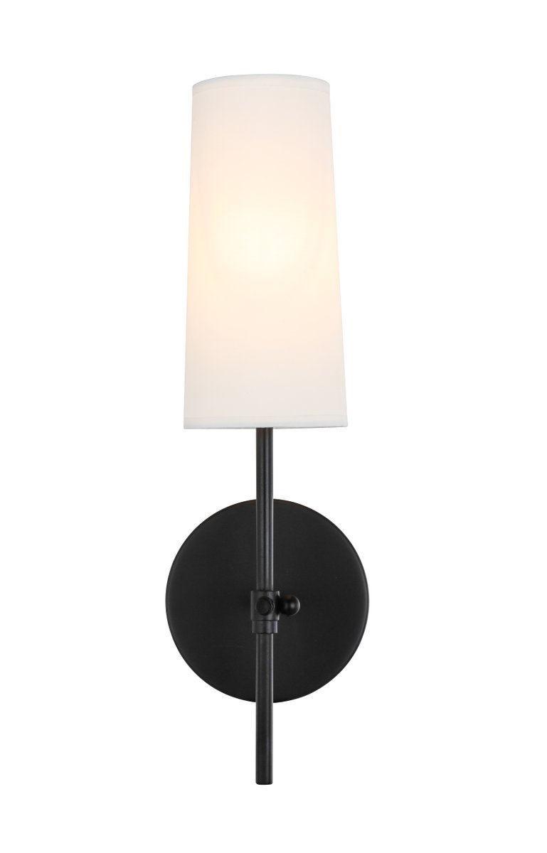 black sconce with white shade