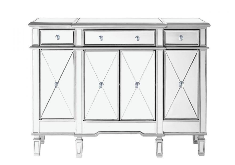 3 Drawer 4 Door Cabinet 48 .In. X 14 In. X 36 In. in silver Clear