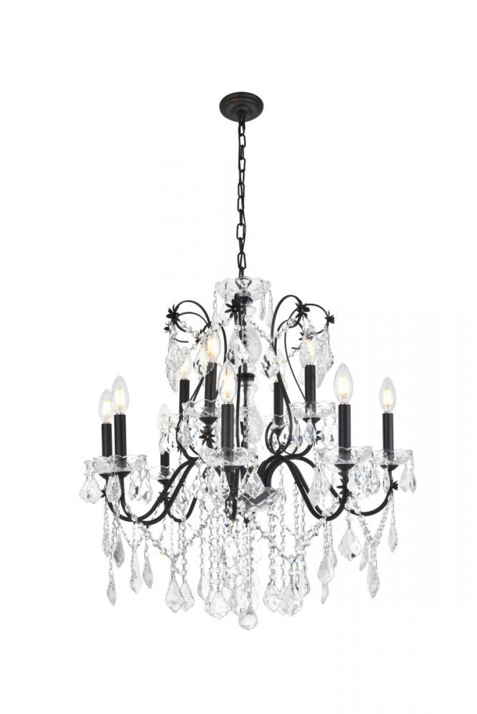 St. Francis 12 Light Dark Bronze Chandelier Clear Royal Cut Crystal