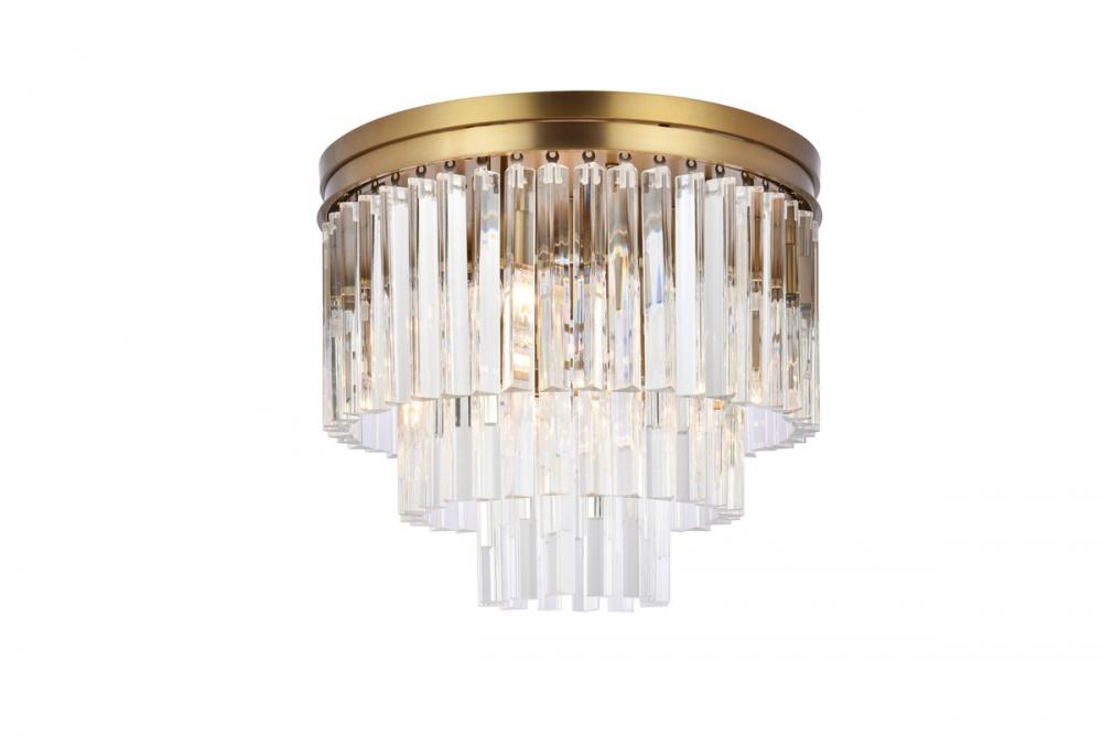 Sydney 20 Inch Round Crystal Flush Mount in Satin Gold