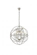 Elegant 1130D25PN/RC - Geneva 6 Light Polished Nickel Chandelier Clear Royal Cut Crystal