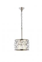 Elegant 1213D12PN/RC - Madison 3 Light Polished Nickel Pendant Clear Royal Cut Crystal