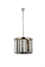 Elegant 1238D20PN-SS/RC - Sydney 6 Light Polished Nickel Pendant Silver Shade (Grey) Royal Cut Crystal