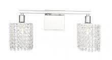 Elegant LD7009C - Phineas 2 Light Chrome and Clear Crystals Wall Sconce