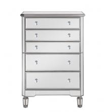 Elegant MF6-1026S - 5 Drawer Cabinet 33 in. x 16 in. x 49 in. in silver paint