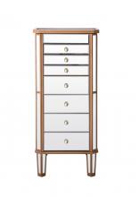 Elegant MF6-1103GC - 7 Drawer Jewelry Armoire 18 in. x 12 in. x 41 in. in Gold Clear