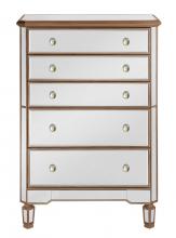 Elegant MF6-1126G - 5 Drawer Cabinet 33 in. x 16 in. x 49 in. in Gold paint