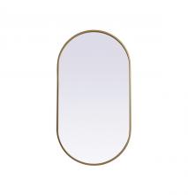 Elegant MR2A2036BRS - Metal Frame Oval Mirror 20x36 Inch in Brass